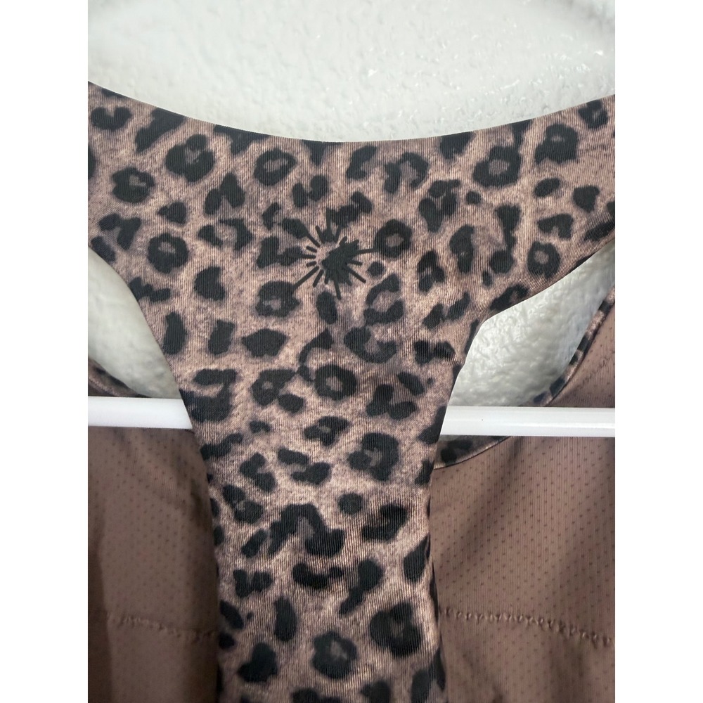 OFFLINE by Aerie Goals Gloss Leopard Print Sports Bra High Neck Brown XL NWT - Picture 10 of 10